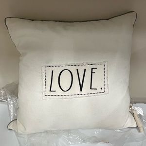 Rae Dunn white LOVE pillow 19”.